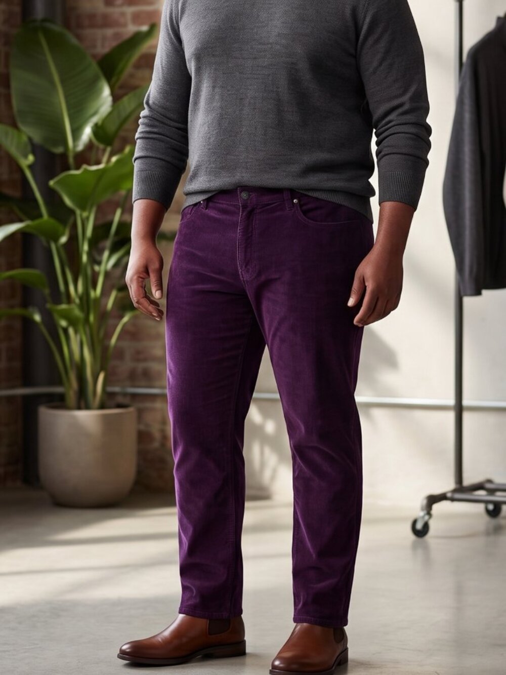 NWT | JAG Ruby Mid Rise Straight Leg Plum Purple Velvet Corduroy Pants | 40W